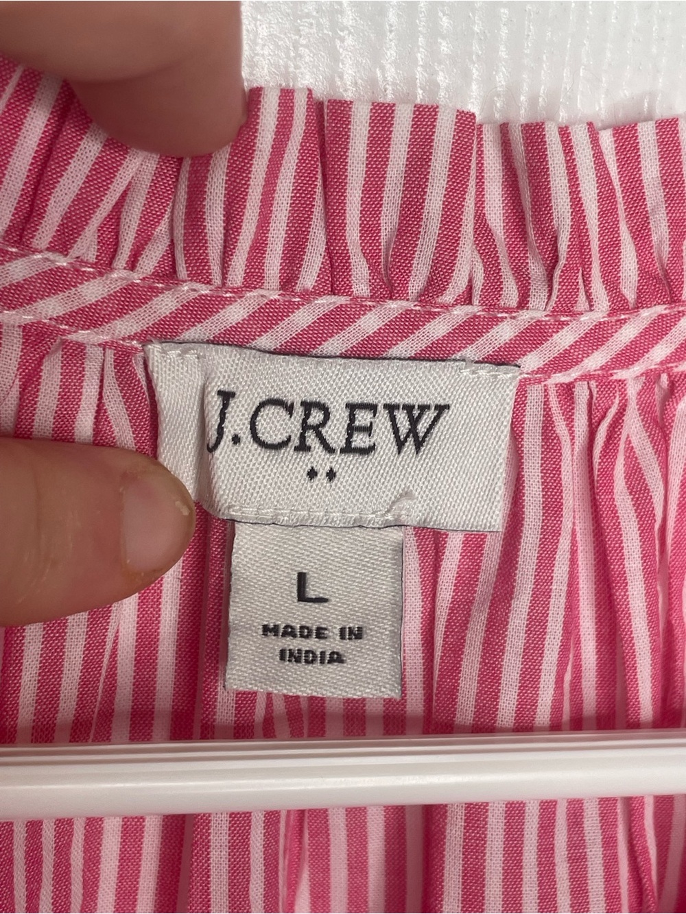 J. Crew Striped Flutter Sleeve Top CI328 Beach Coastal Vacation Pink/White L - Picture 9 of 11